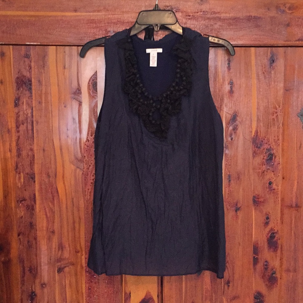 J Crew Beaded Neck Top